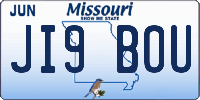 MO license plate JI9B0U