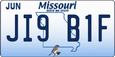 MO license plate JI9B1F