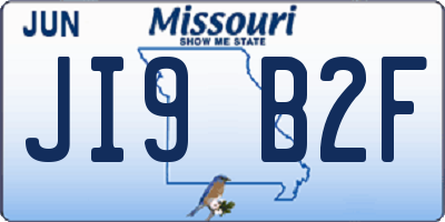 MO license plate JI9B2F