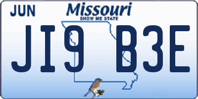 MO license plate JI9B3E