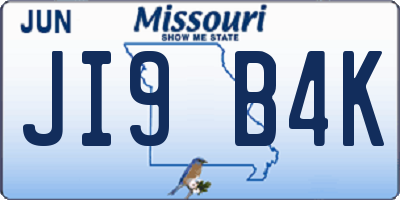 MO license plate JI9B4K