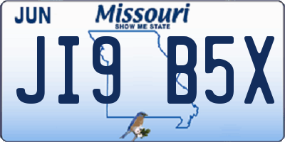 MO license plate JI9B5X
