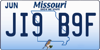 MO license plate JI9B9F