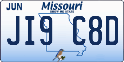 MO license plate JI9C8D