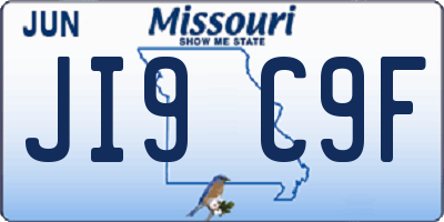 MO license plate JI9C9F
