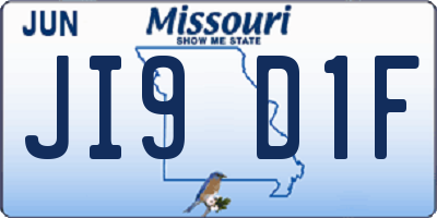 MO license plate JI9D1F