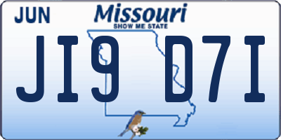 MO license plate JI9D7I