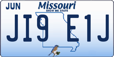 MO license plate JI9E1J