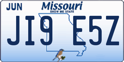 MO license plate JI9E5Z