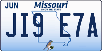 MO license plate JI9E7A