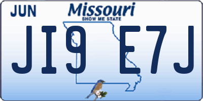 MO license plate JI9E7J