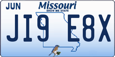 MO license plate JI9E8X