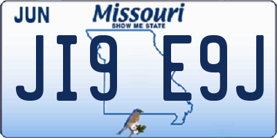 MO license plate JI9E9J