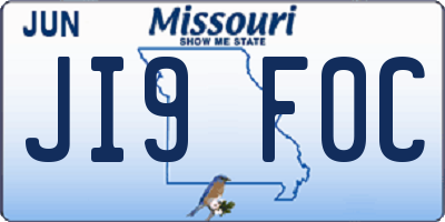 MO license plate JI9F0C