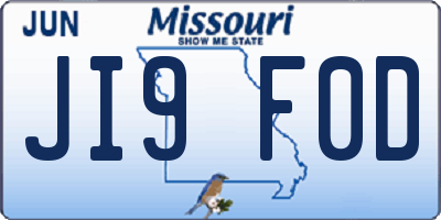MO license plate JI9F0D