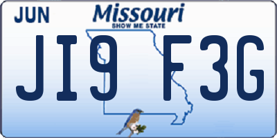 MO license plate JI9F3G