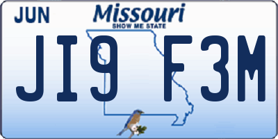 MO license plate JI9F3M