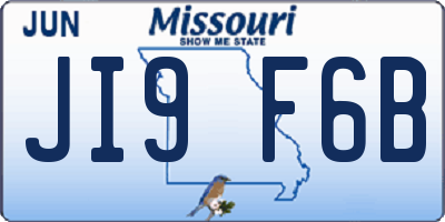 MO license plate JI9F6B