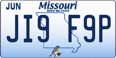 MO license plate JI9F9P