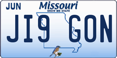 MO license plate JI9G0N
