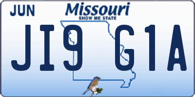 MO license plate JI9G1A