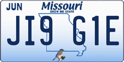 MO license plate JI9G1E
