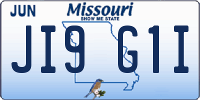 MO license plate JI9G1I