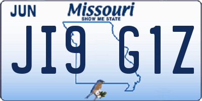 MO license plate JI9G1Z