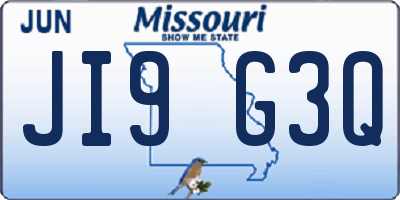 MO license plate JI9G3Q