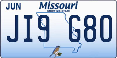 MO license plate JI9G8O