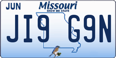 MO license plate JI9G9N