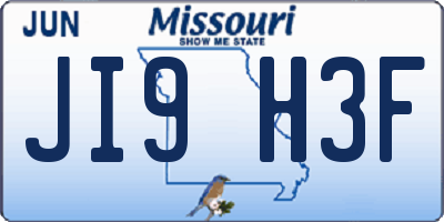 MO license plate JI9H3F