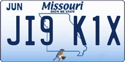 MO license plate JI9K1X