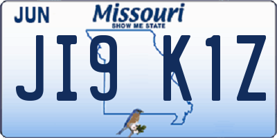 MO license plate JI9K1Z