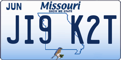 MO license plate JI9K2T