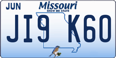 MO license plate JI9K6O