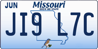 MO license plate JI9L7C