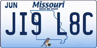 MO license plate JI9L8C