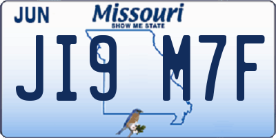 MO license plate JI9M7F