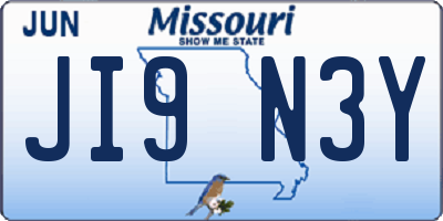 MO license plate JI9N3Y