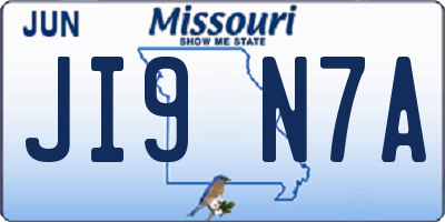 MO license plate JI9N7A