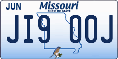 MO license plate JI9O0J