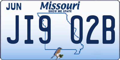 MO license plate JI9O2B