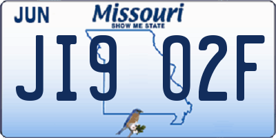 MO license plate JI9O2F