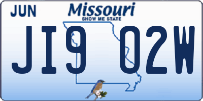MO license plate JI9O2W