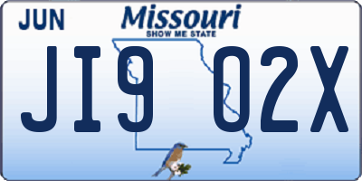 MO license plate JI9O2X
