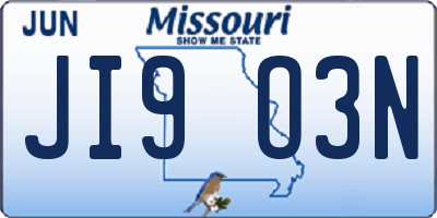 MO license plate JI9O3N