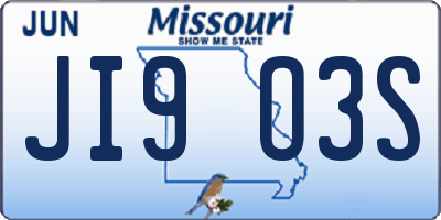 MO license plate JI9O3S
