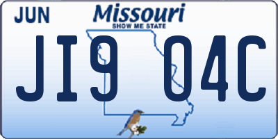 MO license plate JI9O4C