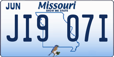 MO license plate JI9O7I